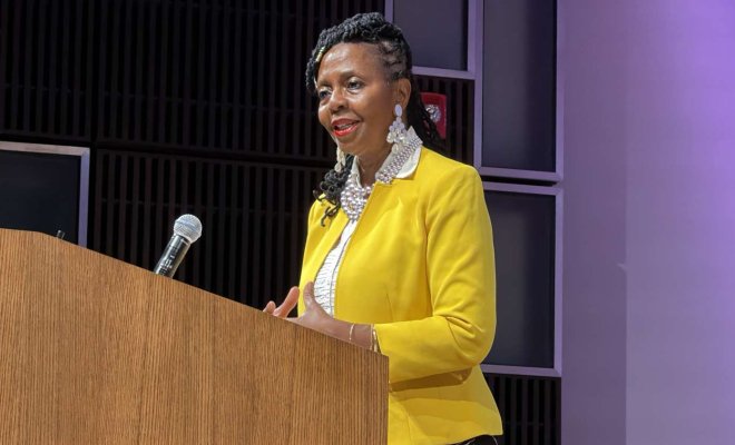 Donna Walker-Kuhne speaking for PEAK Performances in April 2026