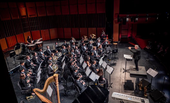 Wind Symphony on stage in Kasser Theater