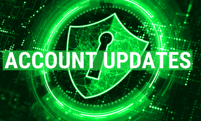 Image of a lock with a banner that says Account Updates.