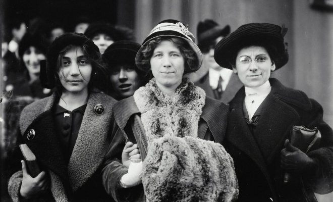 photo of 3 historical women in black and white