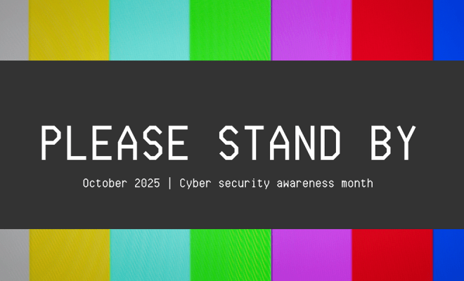 Please stand by banner with multicolor background