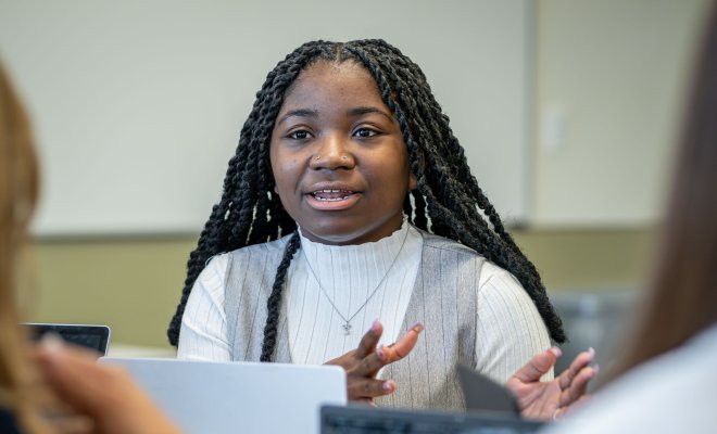 Student in class