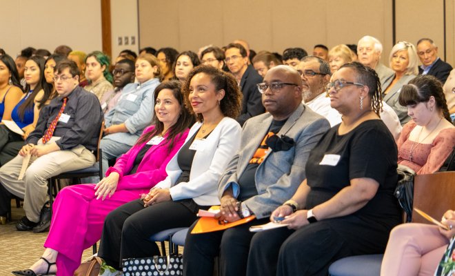 a shot of the audience at the Rising Up Ceremony