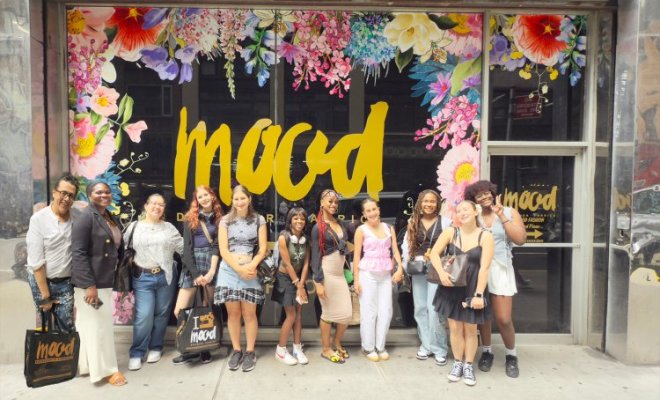 Fashion Pre-College Students in front of Mood in NYC