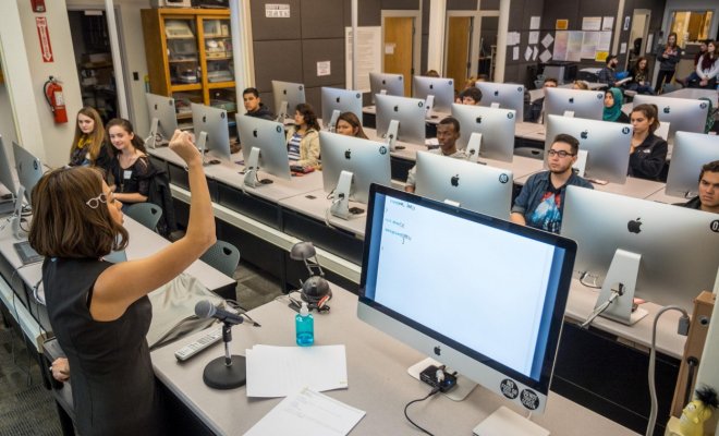 Art and Design students in computer classroom