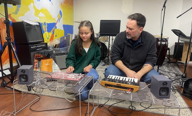 Music Therapy student with Professor