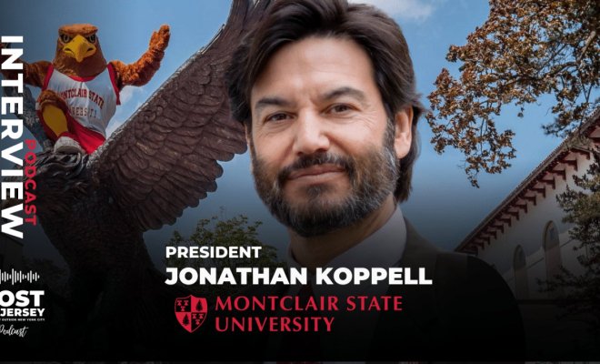 President Koppell Headshot in front of Lost in NJ Podcast Logo
