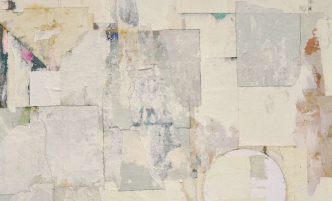 abstract artwork with different shapes that are white and gray