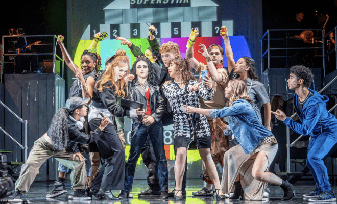 Cast on stage of Musical Theatre production