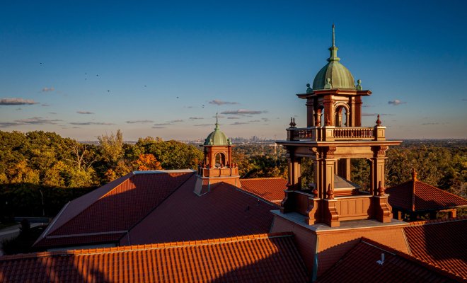 the top spires of Montclair State University