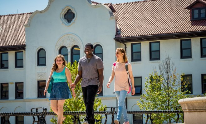 Three Students on Campus