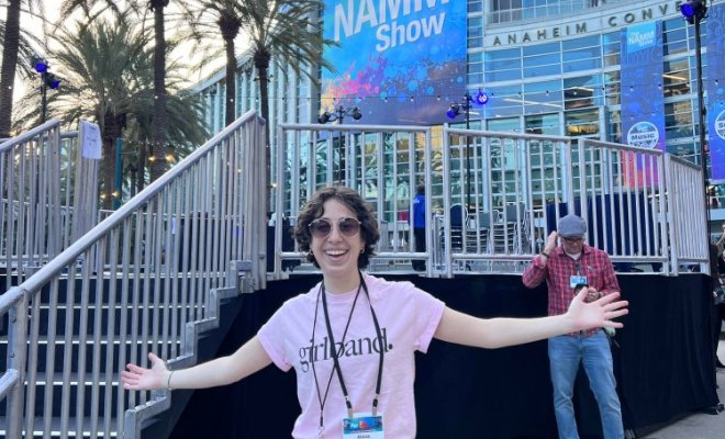 Student Alexa Tabbacchino '24 at NAMM in Anaheim, CA