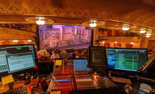 Looking at Broadway stage behind technology
