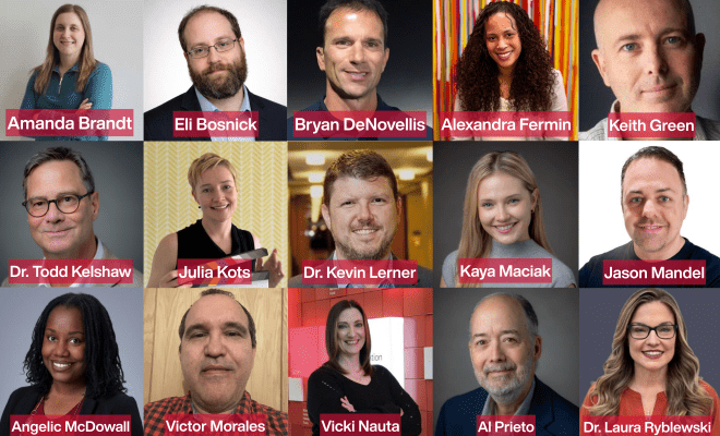 Collage of all newly appointed and promoted staff and faculty at the College of Communication and Media.