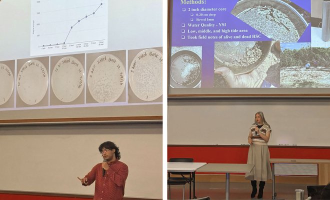Noah Ramadan and Kelly Witters during their talks at Darwin Day