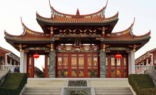 The exterior of a Chinese temple