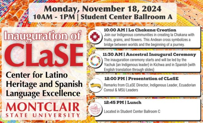 A flyer with lots of text for the Inauguration of CLaSE