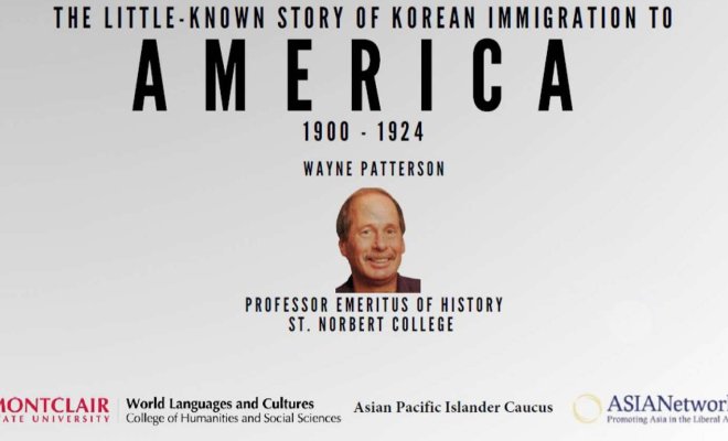 A flyer for a presentation about Korean immigration into the US