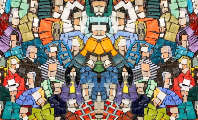 A multicolored tile mosaic