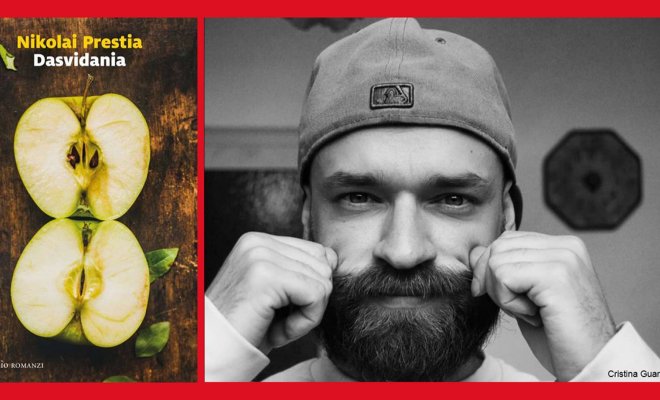 A composite image of the cover of the book "Dasvidania" by Nikolai Prestia and the headshot of Nikolai Prestia