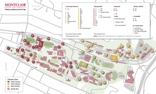 2026 Montclair Campus Parking Map