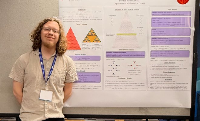 Preston Pietruszewski with his poster at the 2026 MAA Mathfest