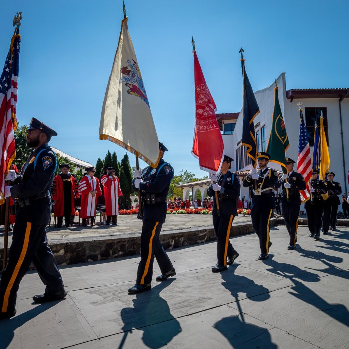 Police Honor Guard on campus
