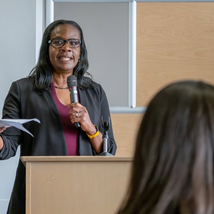 the interim dean speaking