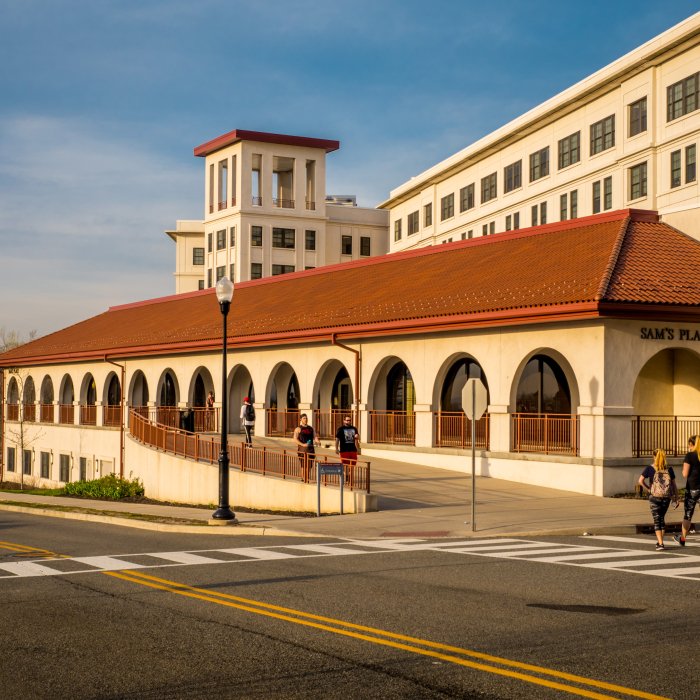 exterior shot of machuga heights and sam's place dining