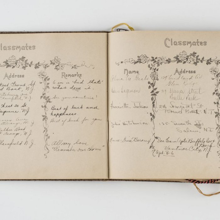cummingham memory book open to a page filled with memories