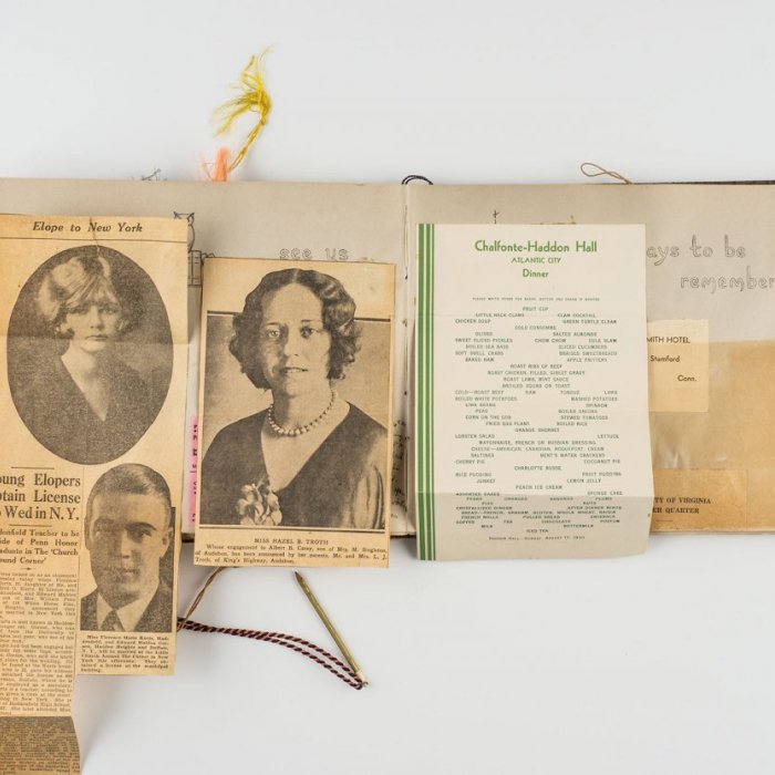 cummingham memory book open to a page filled with memories