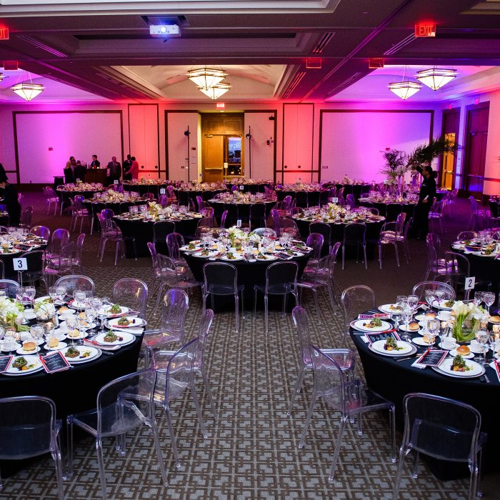 main ballroom prepared for an event