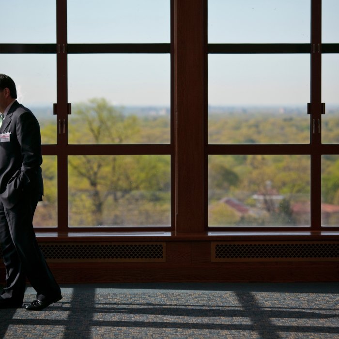 panoramic view of montclair and the nyc skyline with client on phone