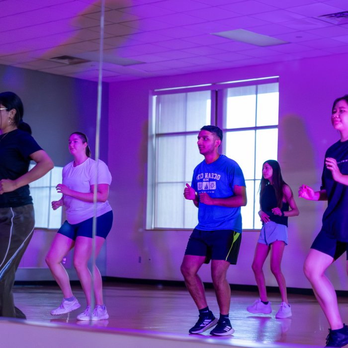 students participating in zumba