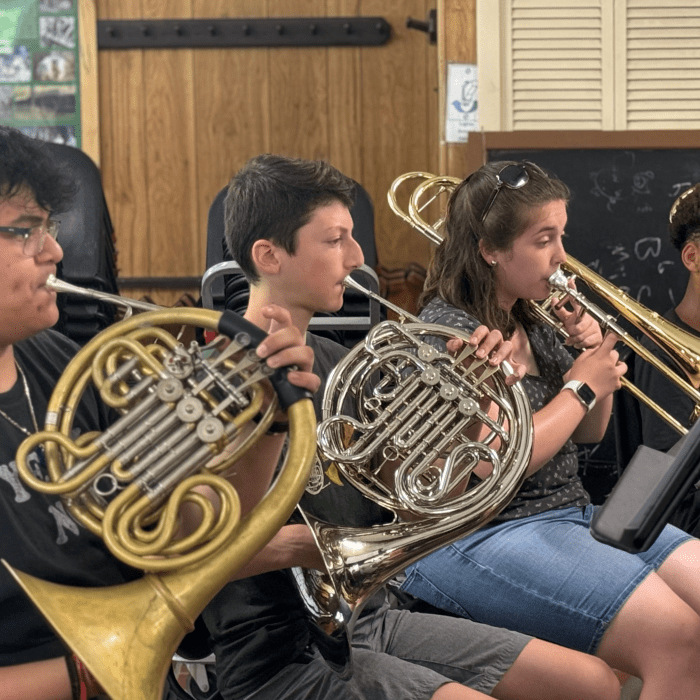 Brass line students at stokes music camp
