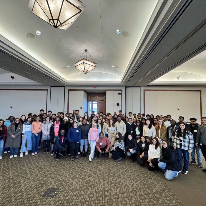 A group shot of students who attended international student orienatation