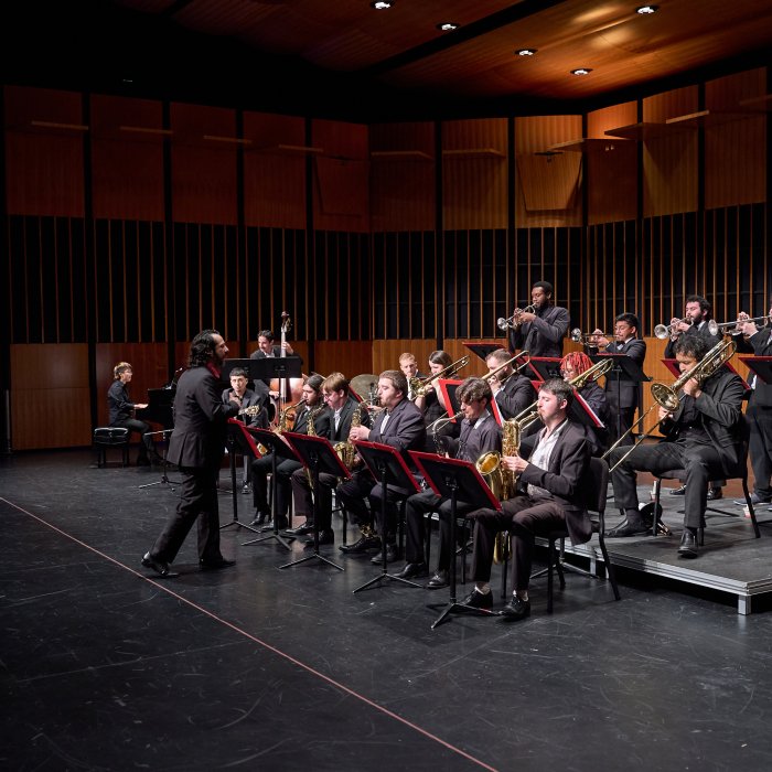Jazz Ensemble on stage performing