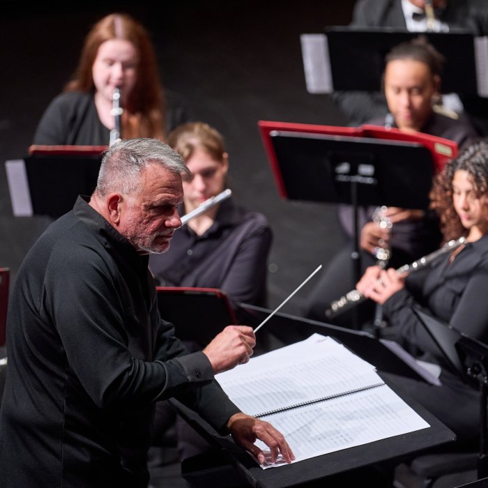 Univeristy Wind Symphony in performance with conductor Dr. Thomas McCauley