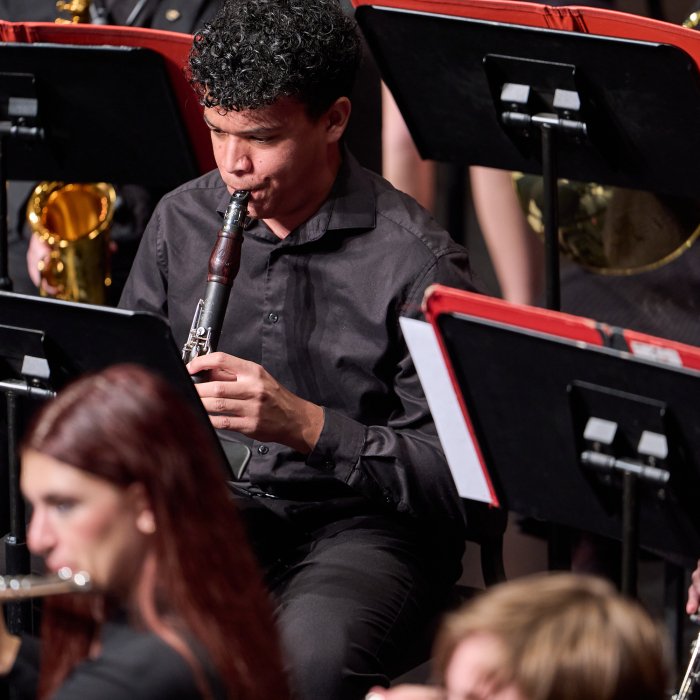 Clarinet performer on stage