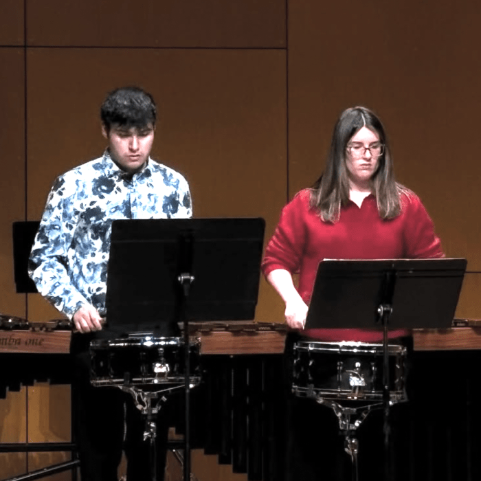 Cali Percussion students performing on stage
