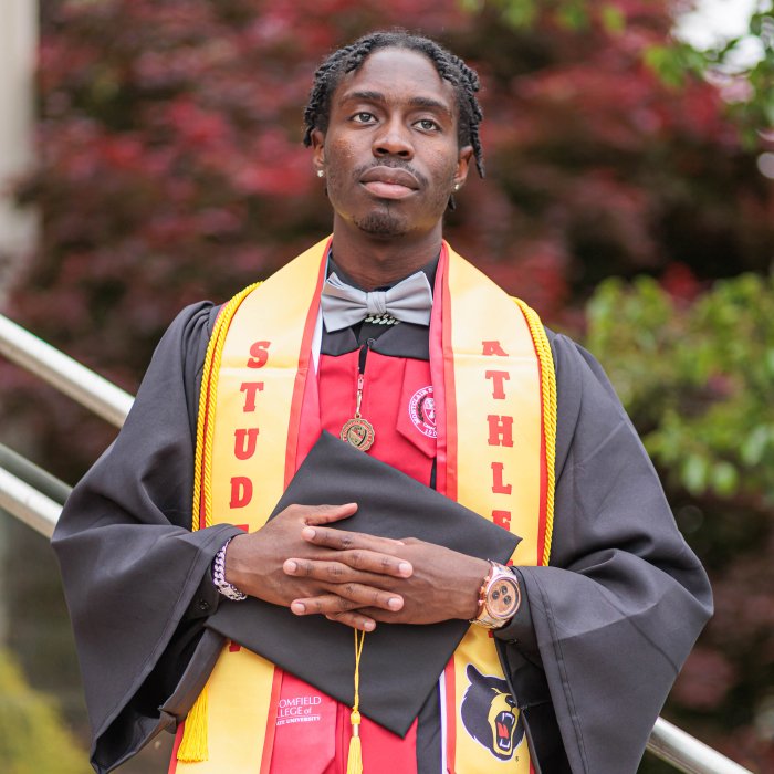 A picture of a student in Montclair regalia.