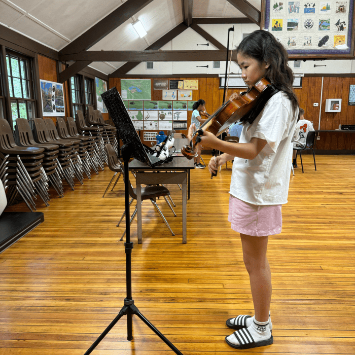 violin student practicing