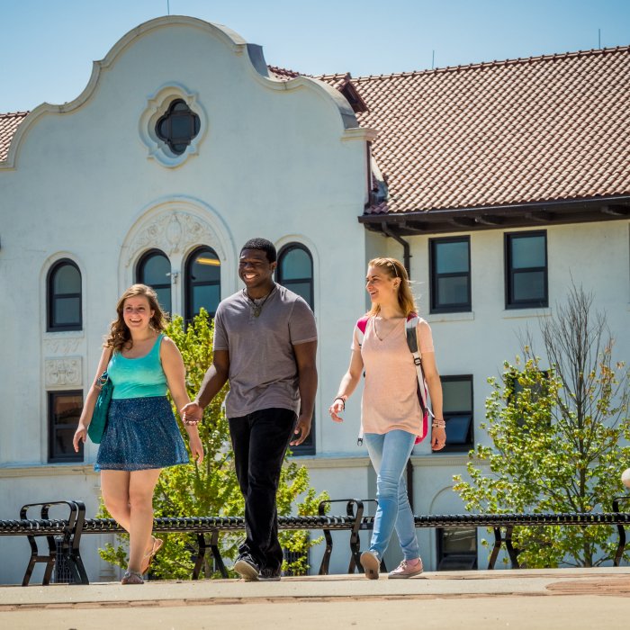 Three Students on Campus