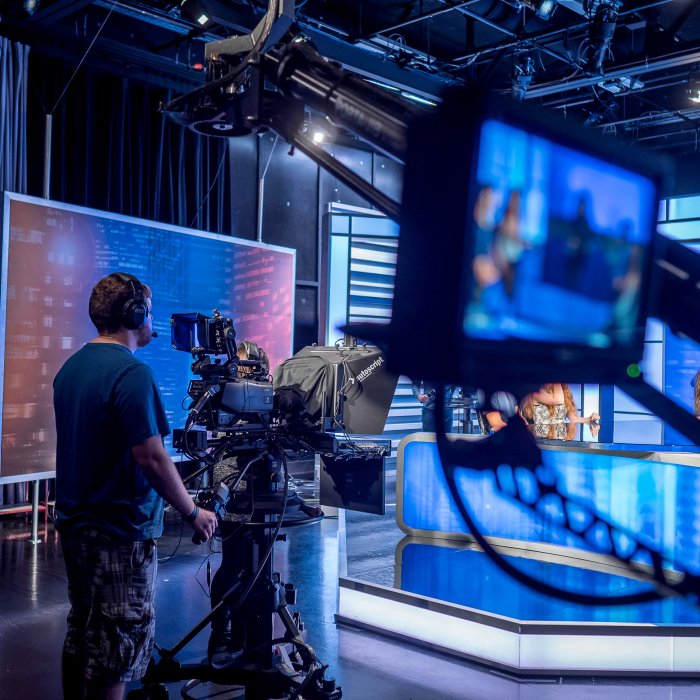 SCM students in production studio
