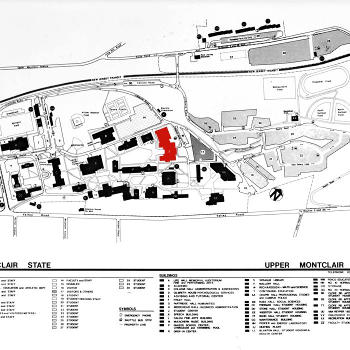 Campus map from 1994 with Student Center highlighted