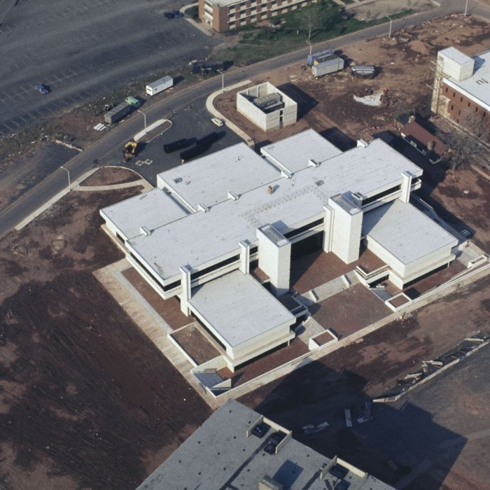 Aerial View of the Newly-Built Student Center, as seen in 1972