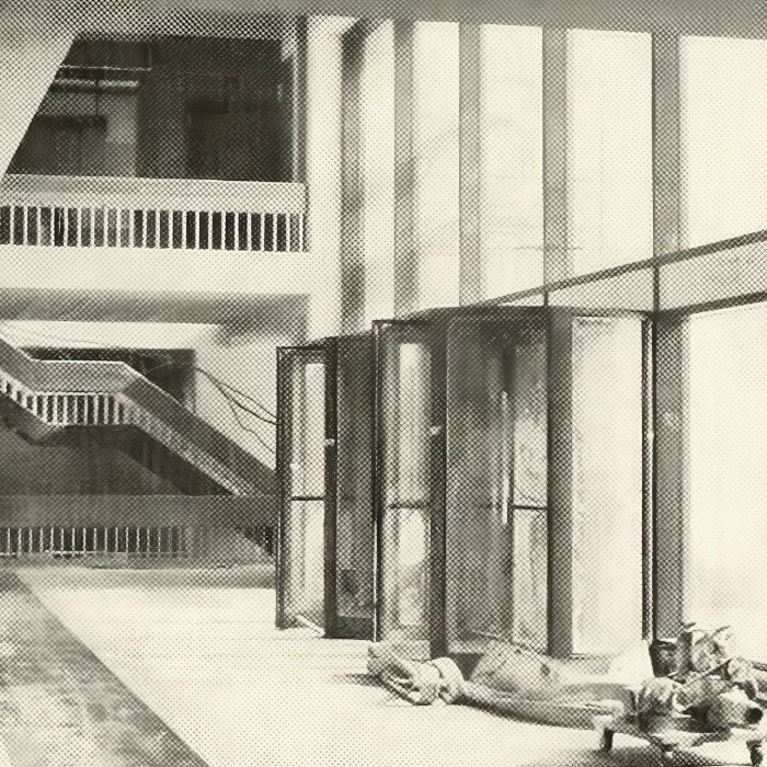 Construction in Student Center lobby 1972