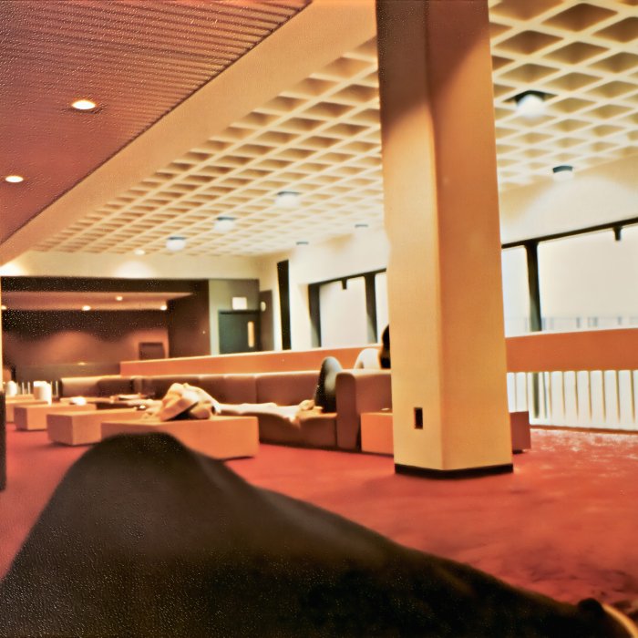 Student Center third floor lounge with orange carpet