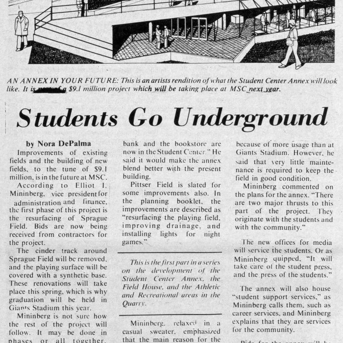 The Montclarion February 1 1979 article about student center annext