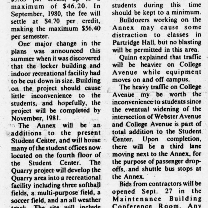 The Montclarion September 13 1979 article about changes to campus